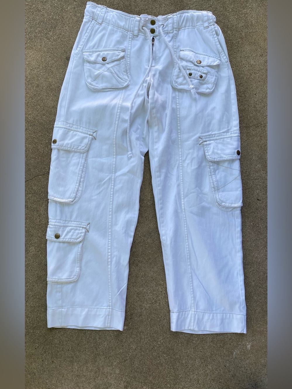 Free People White Cargo Pants